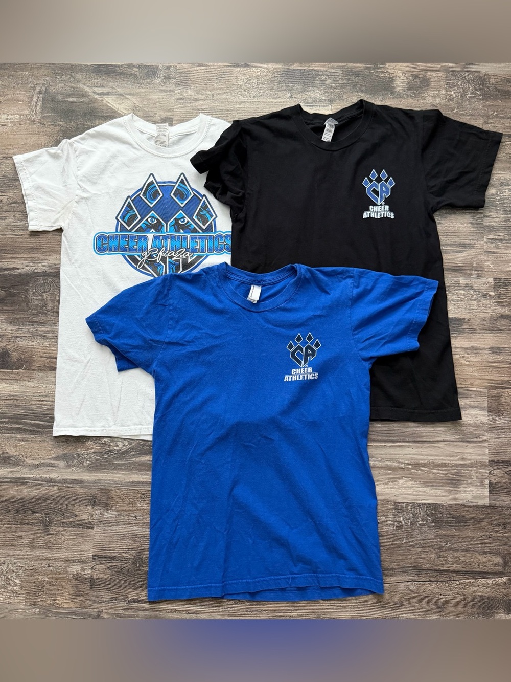 Lot of 3 Cheer Athletics short sleeve shirts juniors small white blue black